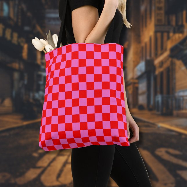 Neonrosa und rotes Karton Vintag Tasche (Von Creator hochgeladen)