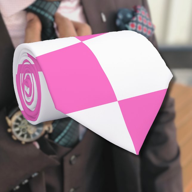 Neonrosa und weißes Karton Vintag Krawatte (Von Creator hochgeladen)