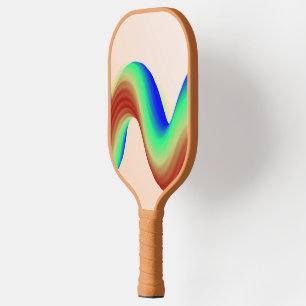 Neonrote, blaue und grüne Wellen auf rosa Pickleball Schläger