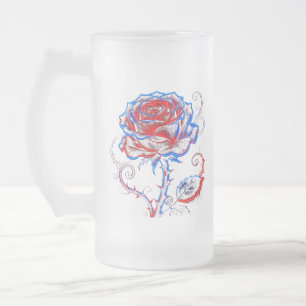Neonrote und blaue Rosen-Tasse Mattglas Bierglas