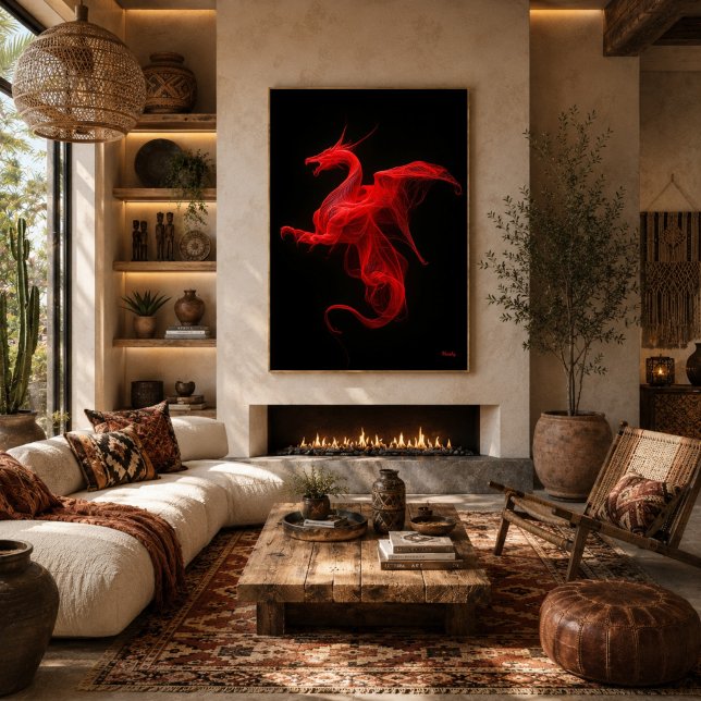 Neonroter Drache Quantum Flow Poster (Von Creator hochgeladen)