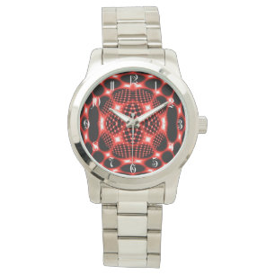 Neonroter Globus-Fraktal Armbanduhr