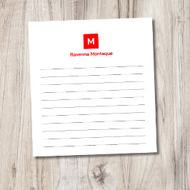 Neonrotes modernes, chic gestaltetes Monogramm mit Notizblock