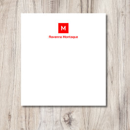 Neonrotes modernes, chic-trendiges Monogramm-Name Notizblock