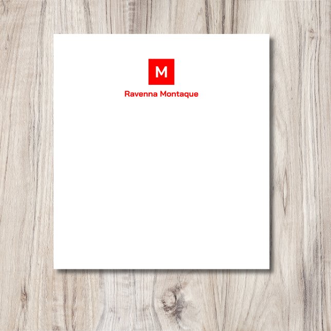 Neonrotes modernes, chic-trendiges Monogramm-Name  Notizblock (Von Creator hochgeladen)