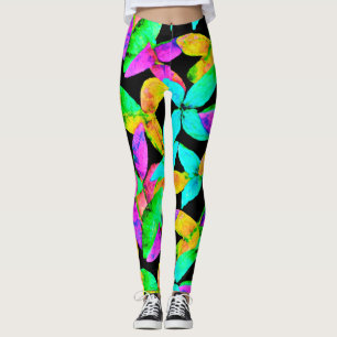 Neonscape-Blattmuster Leggings