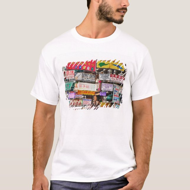 Neonschilder in den Straßen Hongkongs T-Shirt (Vorderseite)