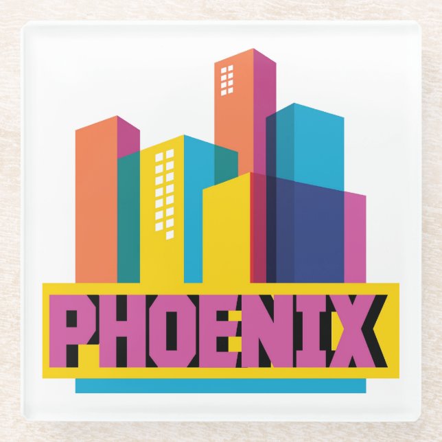 NeonSkyline Phoenix, Arizona | Glasuntersetzer (Vorderseite)
