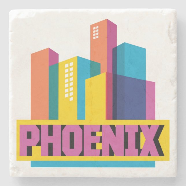 NeonSkyline Phoenix, Arizona | Steinuntersetzer (Vorderseite)