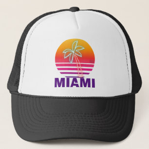 Neonsommer-Sonnenuntergang-Strand-Palme stolzes Truckerkappe