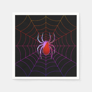 Neonspinne und Spinnennetz Serviette