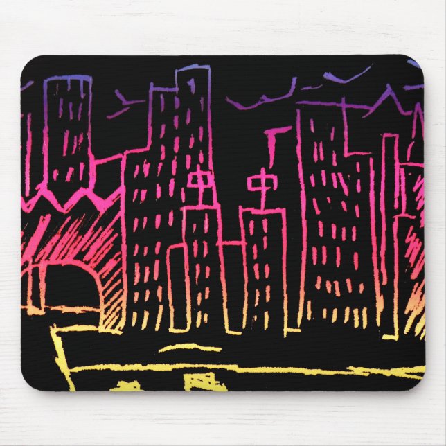 NeonStadtbild Mousepad (Vorne)