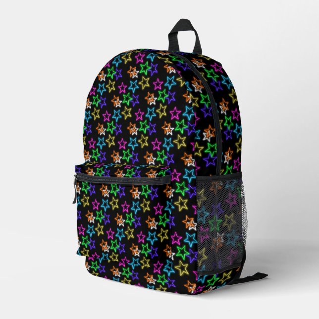 Neonstars auf schwarz bedruckter rucksack (Rückseitige Ecke Rechts)
