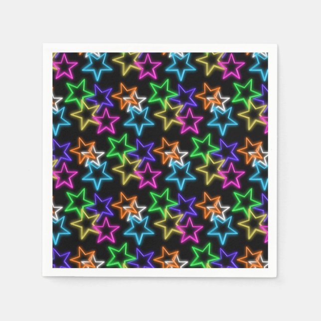 Neonstars auf schwarz serviette (Vorderseite)