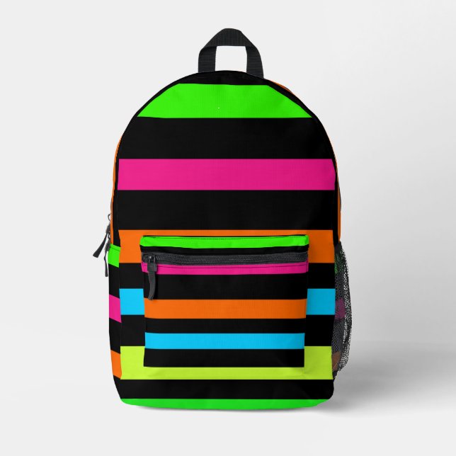 Neonstreifen Bedruckter Rucksack (Vorderseite)