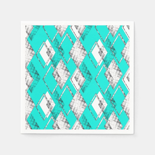 Neontürkisfarbenes geometrisches Muster. Serviette (Vorderseite)
