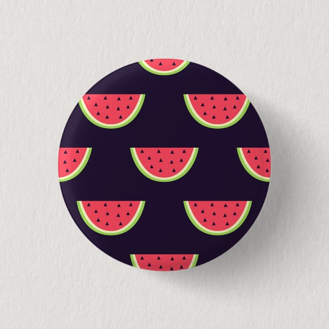 Neonwassermelone auf lila Muster Button (Vorderseite)