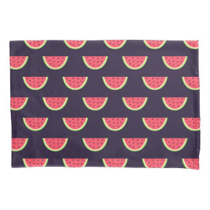 Neonwassermelone auf lila Muster Kissenbezug