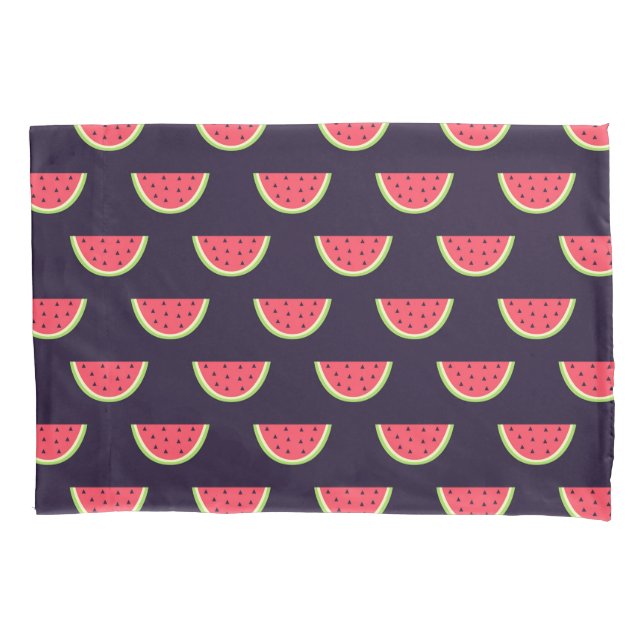 Neonwassermelone auf lila Muster Kissenbezug (Vorderseite-Links)