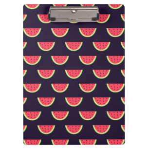 Neonwassermelone auf lila Muster Klemmbrett