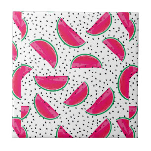 Neonwassermelone auf Samen-Muster Fliese