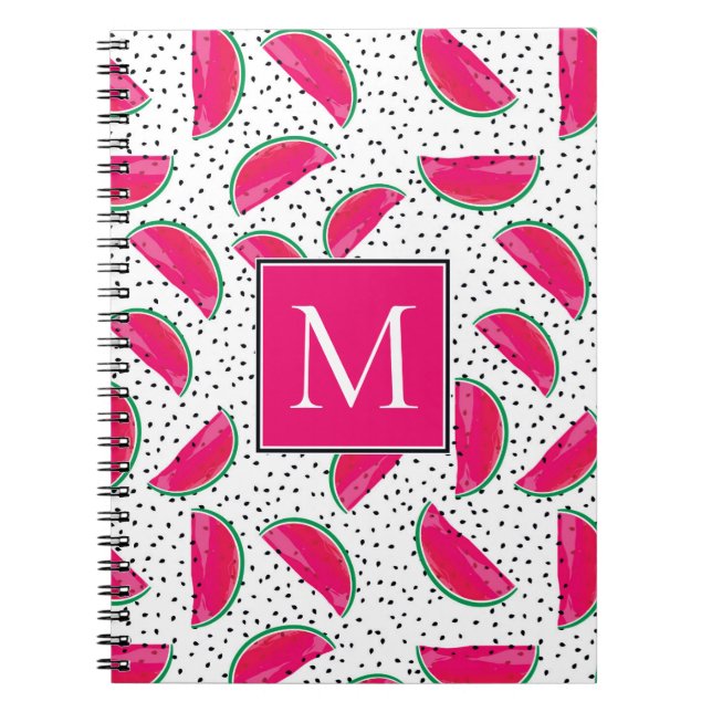 Neonwassermelone auf Samen-Muster Notizblock (Vorderseite)