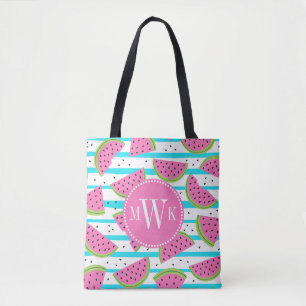 Neonwassermelone auf Streifen-Muster Tasche