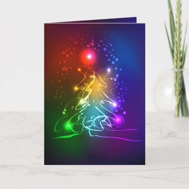 Neonweihnachtsbaum Feiertagskarte (Vorderseite)