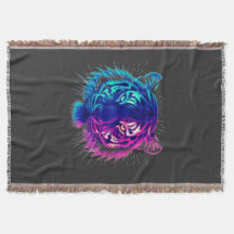 Neonweißer Tiger – Leuchtende Cyberpunk-Wildtierku