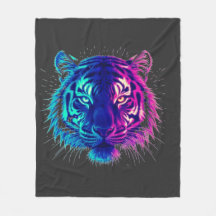 Neonweißer Tiger – Leuchtende Cyberpunk-Wildtierku