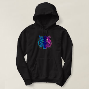 Neonweißer Tiger – Leuchtende Cyberpunk-Wildtierku Hoodie