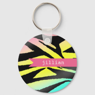 Neonzebra-Druck-personalisierter Schlüsselanhäng Schlüsselanhänger