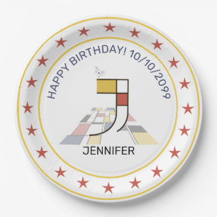 Neoplastik Art Elegant Monogram. Buchstabe J Pappteller