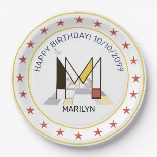 Neoplastik Art Elegant Monogram. Buchstabe M Pappteller