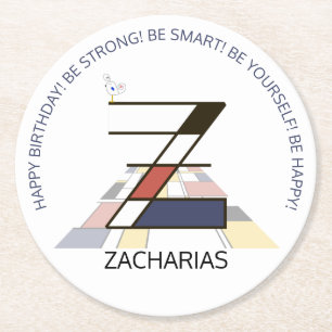 Neoplastizismus Art Cool Monogram. Buchstabe Z Runder Pappuntersetzer