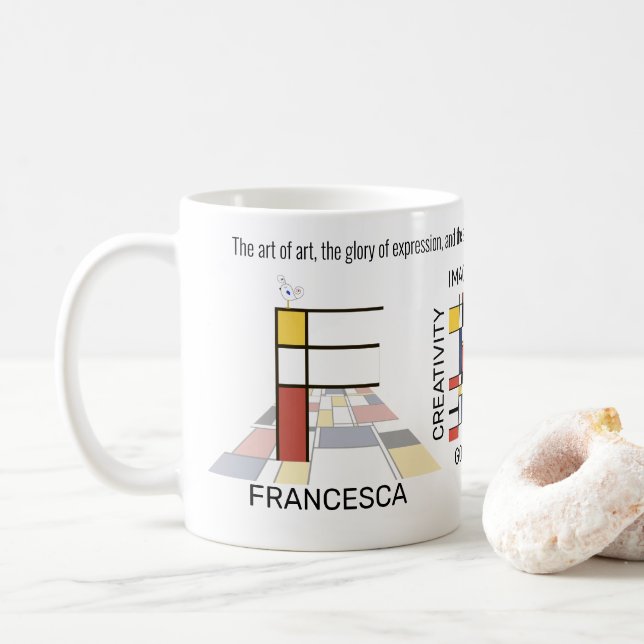 Neoplastizismus Kunst Stilvolles Monogramm. Buchst Kaffeetasse (Mit Donut)
