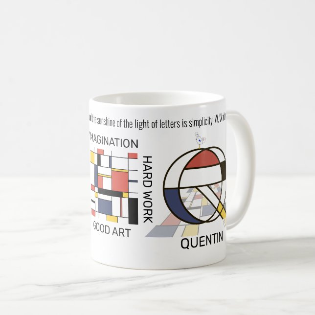 Neoplastizismus Kunst Stilvolles Monogramm. Buchst Kaffeetasse (VorderseiteRechts)