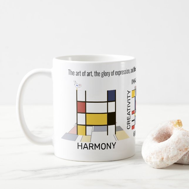 Neoplastizismus Kunst Stilvolles Monogramm. Buchst Kaffeetasse (Mit Donut)