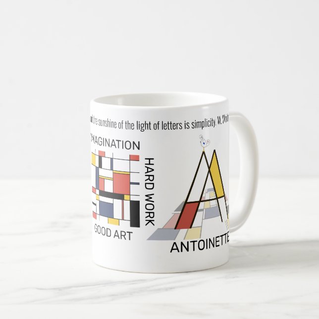 Neoplastizismus Kunst Stilvolles Monogramm. Buchst Kaffeetasse (VorderseiteRechts)