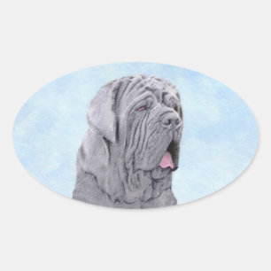 Neopolitan Mastiff Painting - Original Dog Art Ovaler Aufkleber