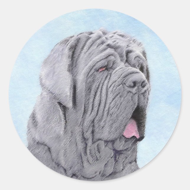 Neopolitan Mastiff Painting - Original Dog Art Runder Aufkleber (Vorderseite)