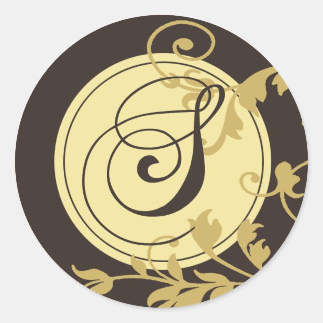 Neopolitan Monogram Initial "S" (Epresso) Runder Aufkleber (Vorderseite)