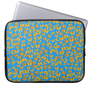 Neopren Laptop-Sieb, goldene Schmetterlinge auf bl Laptopschutzhülle