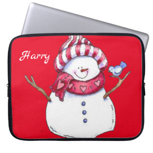 Neopren Weihnachten Laptop-Sieb 15 Zoll, Schneeman Laptopschutzhülle