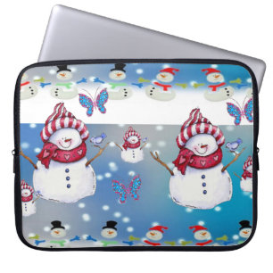 Neopren Weihnachten Laptop-Sieb 15 Zoll, Schneeman Laptopschutzhülle
