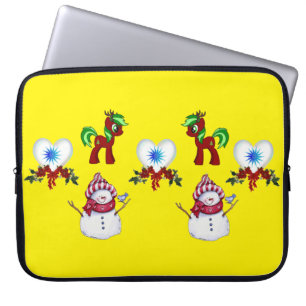 Neopren Weihnachten Laptop-Sieb 15 Zoll, Schneeman Laptopschutzhülle