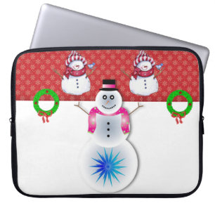 Neopren Weihnachten Laptop-Sieb 15 Zoll, Schneeman Laptopschutzhülle