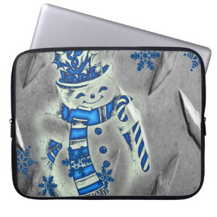 Neopren Weihnachten Laptop-Sieb 15 Zoll, Schneeman Laptopschutzhülle