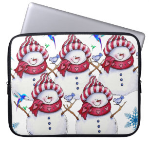 Neopren Weihnachten Laptop-Sieb 15 Zoll, Schneeman Laptopschutzhülle