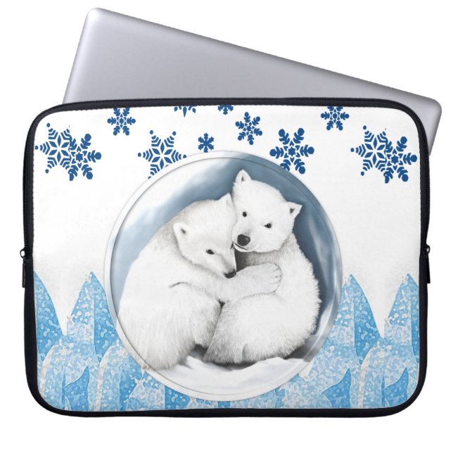 Neoprenweihnachtsschläfte 15 in. Polar Bear Laptopschutzhülle (Vorderseite)